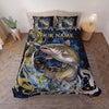 Maxcorners Fishing Dark Blue Golden Water Splash Personalized Name Unisex 3D Bedding Set