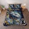 Maxcorners Fishing Dark Blue Golden Water Splash Personalized Name Unisex 3D Bedding Set