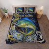 Maxcorners Fishing Dark Blue Golden Water Splash Personalized Name Unisex 3D Bedding Set