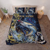 Maxcorners Fishing Dark Blue Golden Water Splash Personalized Name Unisex 3D Bedding Set