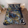 Maxcorners Fishing Dark Blue Golden Water Splash Personalized Name Unisex 3D Bedding Set