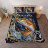 Maxcorners Fishing Dark Blue Golden Water Splash Personalized Name Unisex 3D Bedding Set