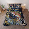 Maxcorners Fishing Dark Blue Golden Water Splash Personalized Name Unisex 3D Bedding Set