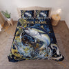 Maxcorners Fishing Dark Blue Golden Water Splash Personalized Name Unisex 3D Bedding Set