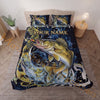 Maxcorners Fishing Dark Blue Golden Water Splash Personalized Name Unisex 3D Bedding Set