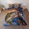 Maxcorners Fishing American Flag Camouflage Personalized Name Unisex 3D Bedding Set