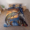 Maxcorners Fishing American Flag Camouflage Personalized Name Unisex 3D Bedding Set