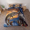 Maxcorners Fishing American Flag Camouflage Personalized Name Unisex 3D Bedding Set