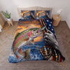 Maxcorners Fishing American Flag Camouflage Personalized Name Unisex 3D Bedding Set