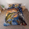 Maxcorners Fishing American Flag Camouflage Personalized Name Unisex 3D Bedding Set