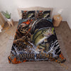 Maxcorners Fishing Skull Angler Blue Water Splash Personalized Name Unisex 3D Bedding Set
