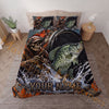 Maxcorners Fishing Skull Angler Blue Water Splash Personalized Name Unisex 3D Bedding Set