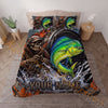 Maxcorners Fishing Skull Angler Blue Water Splash Personalized Name Unisex 3D Bedding Set