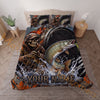 Maxcorners Fishing Skull Angler Blue Water Splash Personalized Name Unisex 3D Bedding Set