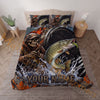 Maxcorners Fishing Skull Angler Blue Water Splash Personalized Name Unisex 3D Bedding Set