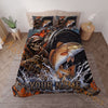Maxcorners Fishing Skull Angler Blue Water Splash Personalized Name Unisex 3D Bedding Set