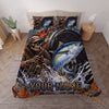 Maxcorners Fishing Skull Angler Blue Water Splash Personalized Name Unisex 3D Bedding Set