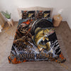 Maxcorners Fishing Skull Angler Blue Water Splash Personalized Name Unisex 3D Bedding Set