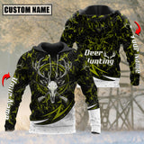 Maxcorners Deer Hunting Skull Moss Green Pattern Custom Name Shirt 3D All Over Printed Clothes