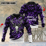 Maxcorners Deer Hunting Skull Purple Pattern Custom Name Shirt 3D All Over Printed Clothes