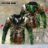 Maxcorners Deer Hunting Green Camouflage Pattern Custom Name Shirt 3D All Over Printed Clothes