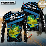 Maxcorners Mahi-Mahi Fishing Blue Jersey Sport Pattern Personalized Name, Team Name 3D Shirts
