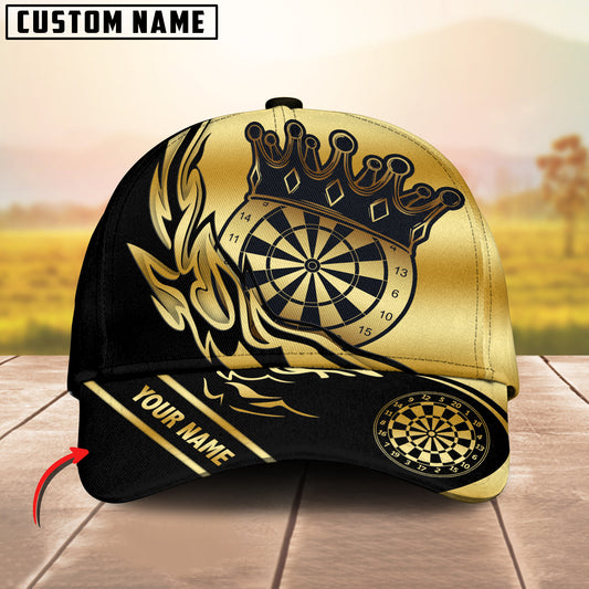 Maxcorners Darts Golden Flame Pattern Multicolor Option Personalized Name 3D Cap (6 Colors)