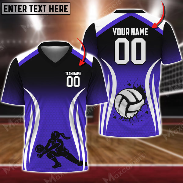 Maxcorners Volleyball Color Options Personalized 3D V-neck T-Shirt