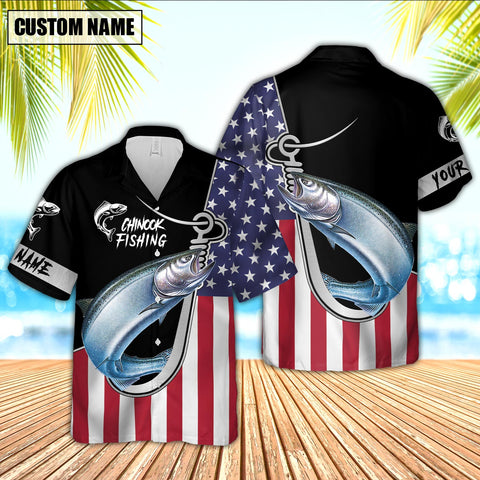 Maxcorner Chinook Fishing Flag US Personalized 3D Hawaiian Shirt