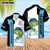 Maxcorners Mahi-mahi Fishing Premium Blue Line Sport Jersey Personalized Name And Team Name Hawaiian Shirt