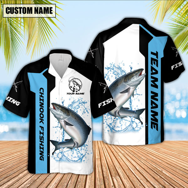 Maxcorners Chinook Fishing Premium Blue Line Sport Jersey Personalized Name And Team Name Hawaiian Shirt