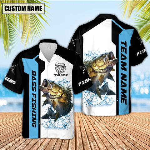 Maxcorners Bass Fishing Premium Blue Line Sport Jersey Personalized Name And Team Name Hawaiian Shirt