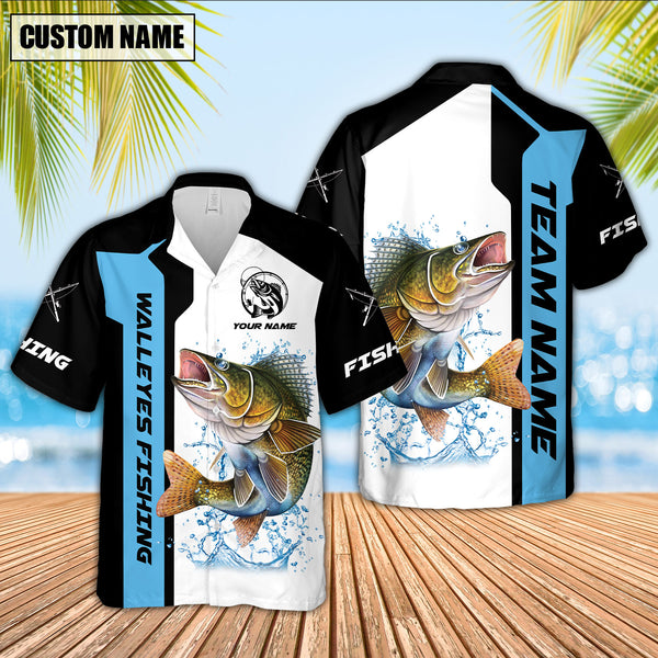 Maxcorners Walleyes Fishing Premium Blue Line Sport Jersey Personalized Name And Team Name Hawaiian Shirt