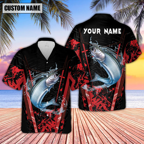 Maxcorners Chinook Fishing Red Smoke Pattern Sport Jersey Personalized Name Hawaiian Shirt