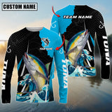 Maxcorner Tuna Fishing Wave Pattern Personalized Name And Team Name Long Sweat Shirt