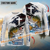 Maxcorners Fishing Hooked On Fishing, Safe On The Water Sport Jersey Cross Pattern Personalized Name, Team Name Long Sleeve Shirt (6 Fish Species)