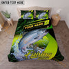 Maxcorners Fishing Neon Green Water Splash Personalized Name Unisex 3D Bedding Set (13 Fish Species)