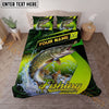 Maxcorners Fishing Neon Green Water Splash Personalized Name Unisex 3D Bedding Set (13 Fish Species)