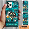 Maxcorners Darts Phone Case Cool Target Board Mascot Sunglasses Jacket Holding Beer Glass Graffiti Personalized Name Multi Options Cover (7 Colors)