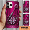 Maxcorners Darts Phone Case Flying Arrow Bullseye Shattered Glass Sparks Hexagon Mesh Target Board Personalized Name Multi Options Cover (7 Colors)