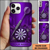 Maxcorners Darts Phone Case Flying Arrow Bullseye Shattered Glass Sparks Hexagon Mesh Target Board Personalized Name Multi Options Cover (7 Colors)