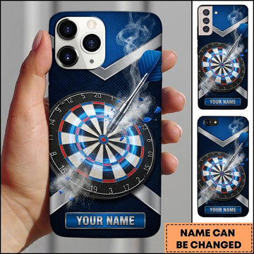 Maxcorners Darts Phone Case Single Arrow Hit Bullseye Smoke Explosive Splash Geometric Target Board Personalized Name Multi Options Cover (7 Colors)
