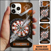 Maxcorners Darts Phone Case Single Arrow Hit Bullseye Smoke Explosive Splash Geometric Target Board Personalized Name Multi Options Cover (7 Colors)