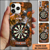 Maxcorners Darts Phone Case Aggressive Wild Wolf Roaring Cracked Glass Carbon Texture Target Board Personalized Name Multi Options Cover (7 Colors)