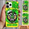 Maxcorners Darts Phone Case Funny Arrow Character Sunglasses Holding Beer Mugs Brick Wall Graffiti Personalized Name Multi Options Cover (7 Colors)