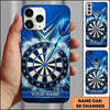 Maxcorners Darts Phone Case Flying Arrow Hit Bullseye Smoke Clouds Metallic Plate Target Board Personalized Name Multi Options Cover (7 Colors)