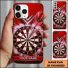 Maxcorners Darts Phone Case Flying Arrow Hit Bullseye Smoke Clouds Metallic Plate Target Board Personalized Name Multi Options Cover (7 Colors)