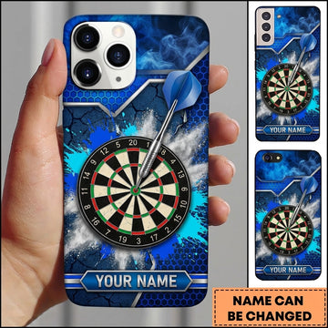Maxcorners Darts Phone Case Single Arrow Bullseye Paint Splash Cracked Wall Smoke Target Board Personalized Name Multi Options Cover (7 Colors)