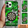 Maxcorners Darts Phone Case Single Arrow Bullseye Paint Splash Cracked Wall Smoke Target Board Personalized Name Multi Options Cover (7 Colors)