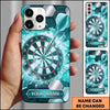 Maxcorners Darts Phone Case Single Arrow Bullseye Shattered Ice Crystal Geometric Plate Target Board Personalized Name Multi Options Cover (7 Colors)